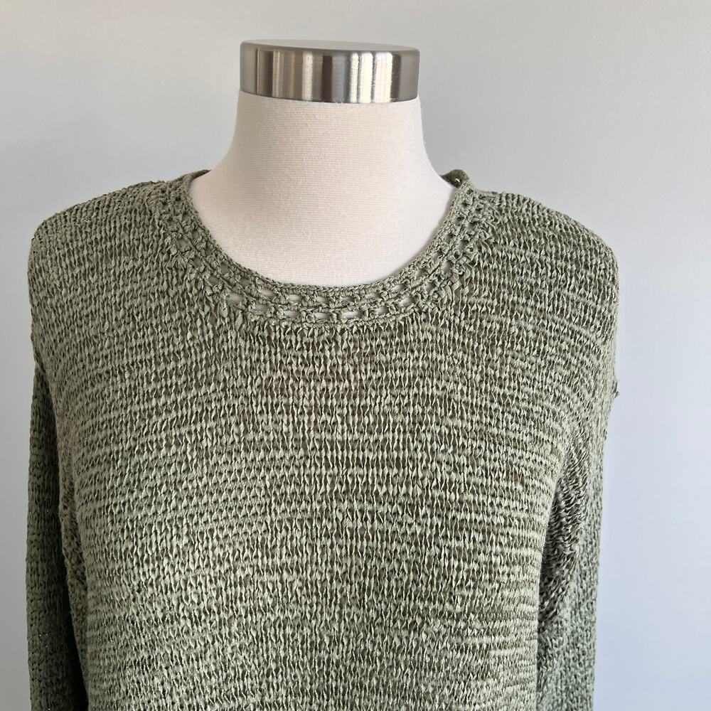 Susan Bristol Casuals Open Weave Tunic Sweater Sage Green Large - Picture 2 of 8